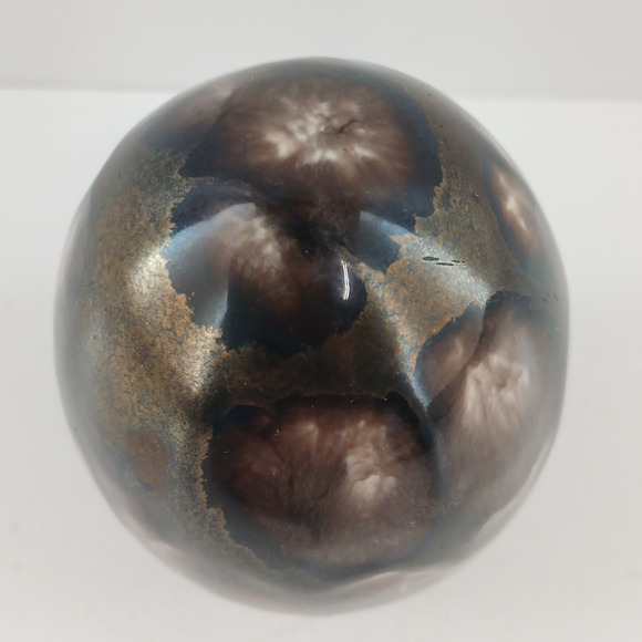Handcrafted Glazed Ceramic Egg Ornament with Stand Earth Tone Drip Glaze Finish - Picture 5 of 10